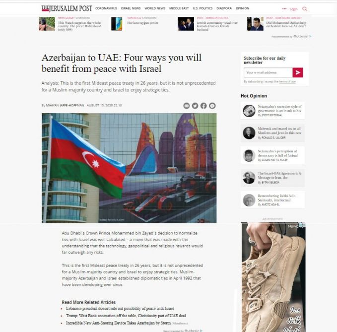 The Jerusalem Post hails Azerbaijan's exemplary model of tolerance and open society