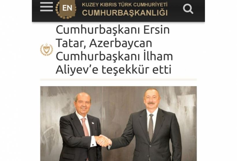 Şimali Kiprin Prezidenti Azərbaycan Prezidenti İlham Əliyevə təşəkkür edib