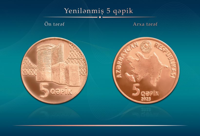 Mərkəzi Bank yenilənmiş 5 qəpiklik metal pul nişanını tədavülə buraxıb