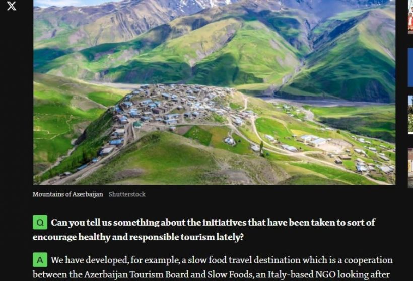 Beynəlxalq turizm portalı Azərbaycanla bağlı yazı dərc edib